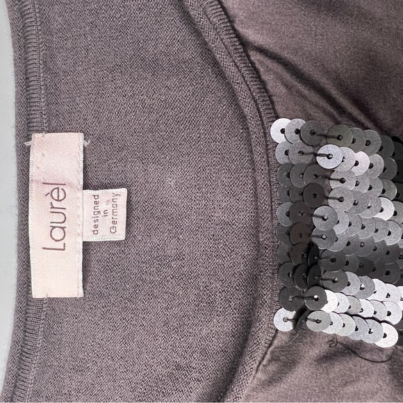 LAURÈL BY ESCADA PURPLE CAMISOLE SEQUINS MADE IN GERMANY SILK ANGORA TOP SIZE 44 - Picture 7 of 10